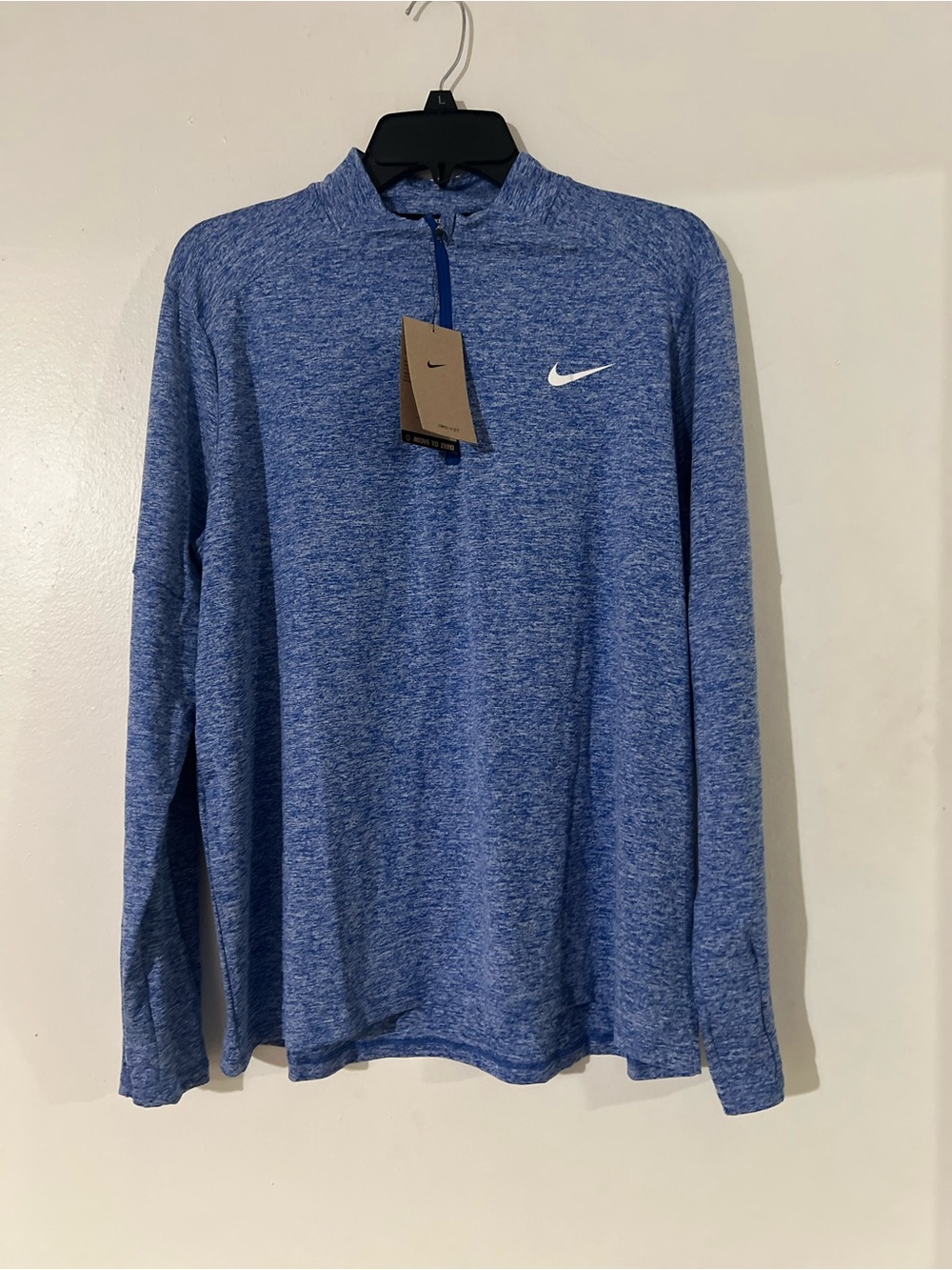 Nike WMNS RUNNING Blue Heathered Quarter-Zip Long Sleeve Top